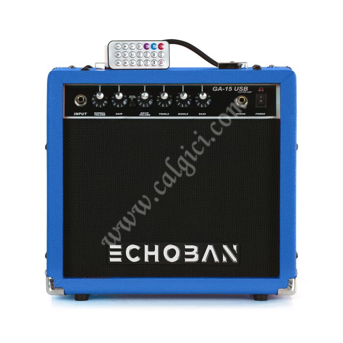 Echoban GA15USB 15 Watt Mavi Gitar Amfisi USB - 1